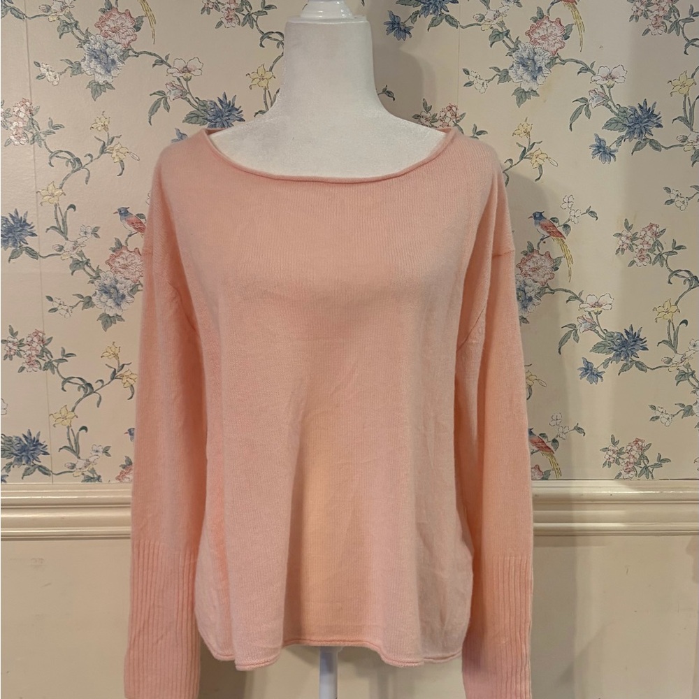 NAADAM Pink Long Sleeve Cashmere Boatneck Sweater NWT L